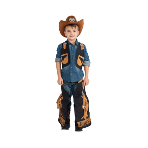 Cowboy Chaps and Vest - X-Large (14+), Brown