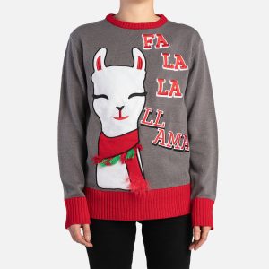 Matching Human Ugly Christmas Sweater  -  Fa La La Llama Festive Holiday Sweater - L